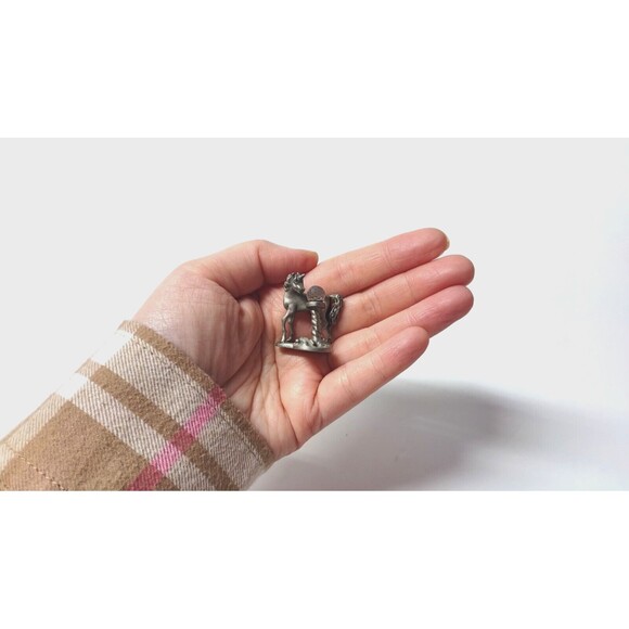 Vtg Cuteri Pewter Unicorn Crystal Ball Figurine Small Curio 1980s Fantasy Whimsy - Picture 9 of 10